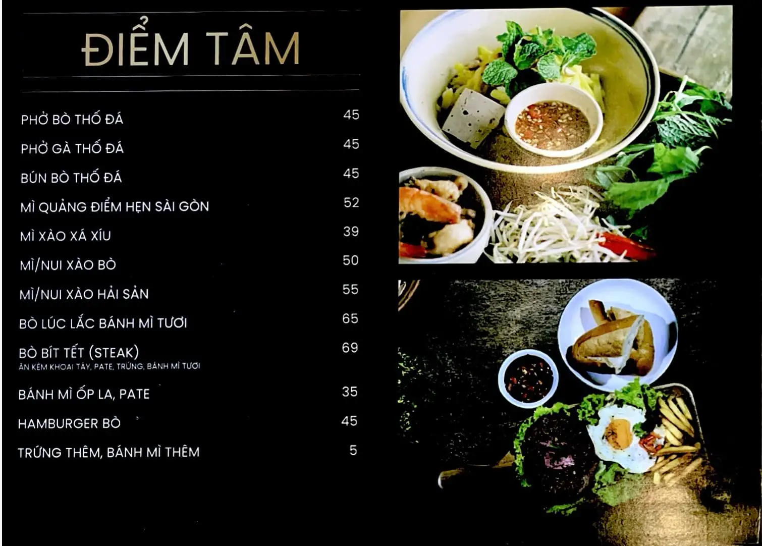 Menu quan diem han sai gon di linh